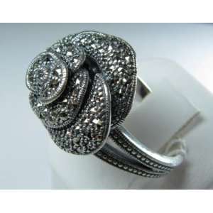     Vintage Hand Setting Marcasite 925 Sterling Silver Ring (Size 8