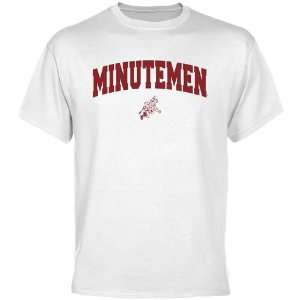  NCAA UMass Minutemen White Logo Arch T shirt Sports 