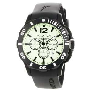 NEW Nautica N20059G BFD 101 Black Resin and Luminous Dial Mens Watch 