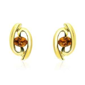  9ct Yellow Gold Citrine Stud Earrings Jewelry