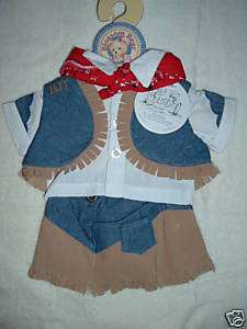 BLUE JEAN TEDDY BEAR Blossoms GIDDY YAP Western Outfit  