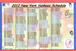 NEW YORK YANKEES 2012 MLB BASEBALL SCHEDULE FRIDGE MAGNET  