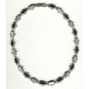  Silverflake  Oval Marcasite Necklace with Inlay Jewelry