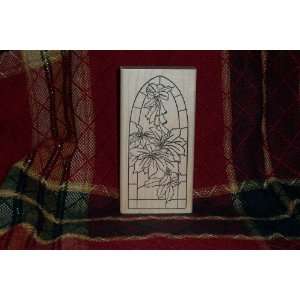   Fox Poinsettia Stained Glass Window Art Rubber Stamp 