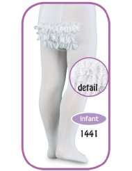 Baby or Infant Girls WHITE Rhumba Lace Tights   Ruffle Bottoms Cute 