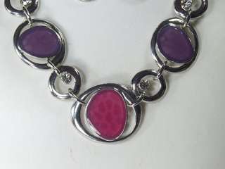 Quality Austrian crystal enamel Necklace earring purple  
