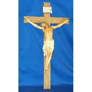  20 x 11 Wood Look Finish Resin Crucifix 