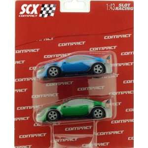  SCX   1/43 Compact Tuning Cars Red/Green (2) (Slot Cars 