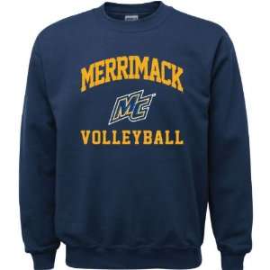  Merrimack Warriors Navy Youth Volleyball Arch Crewneck 