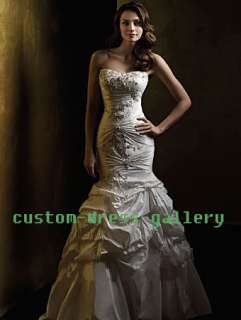 Taffeta Strapless Mermaid Wedding Dress Gown Size* US 2 28  