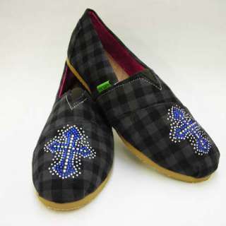 Rhinestone Cross Plaid Slip On Womens Western Shoes by Atlas Better 