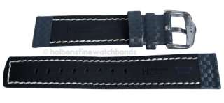24mm Hirsch CARBON FIBER Grey Leather Water Resistant Mens Watch Band 