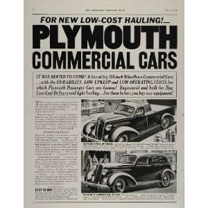 1937 Vintage Ad Plymouth Pickup Truck Commercial Car   Original Print 