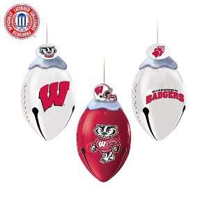  Wisconsin Badgers FootBells Christmas Ornament Collection 