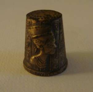   Egyptian THIMBLE Old Golden With Symbols King TUT & Queen Nefertiti