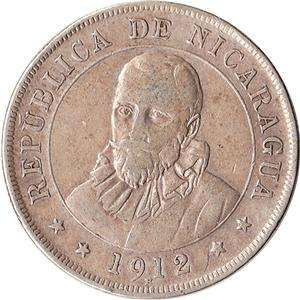 1912 (H) Nicaragua 50 Centavos Large Silver Coin KM#15 Rare Low 