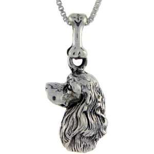  925 Sterling Silver American Cocker Dog Pendant (w/ 18 