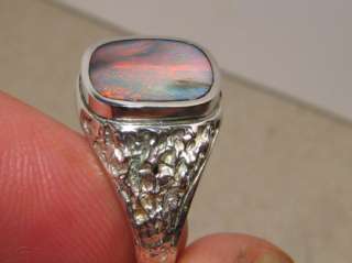 NUGGET STYLE MENS RING   SOLID OPAL RING_ Silver SIZE 9 1/4 or S 
