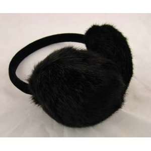 com Winter Luxurious Black Faux Fur Adjustable Ski Earmuff Ear Warmer 