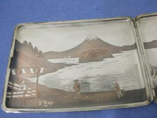 vtg Sterling Silver Japanese Scenic Mt Fuji Cigarette Case (Signed K 