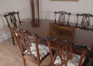 14 Foot English Victorian Dining Table & Gothic Chippendale Chair Set 