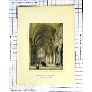    C1900 Exeter Cathedral England Nave Winkles Print