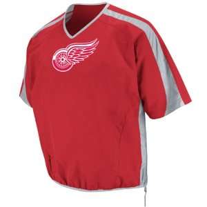 Detroit Red Wings Pullover Jacket Scarlet/Silver Lightweight 1/2 