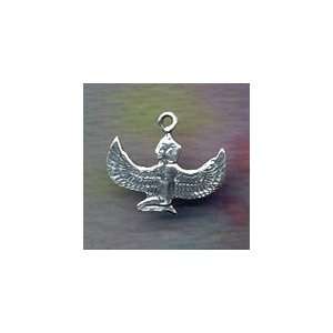 Egyptian Jewelry Sm Winged Isis Goddess Charm Sterling Silver  
