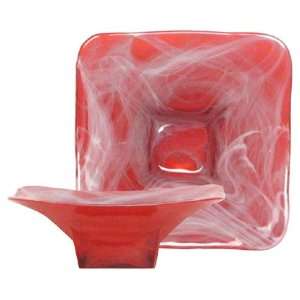   Glass Small Watermelon Red Wing Bowl 7 1/2D, 2 1/2H