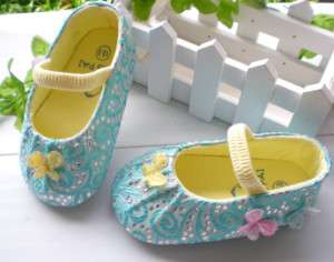 NEW★YINGPAI Girls Baby Blue Butterflies Baby Shoes  