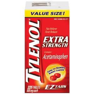 Tylenol Acetaminophen Extra Strength (500 mg), 225Count EZ Tabs (Pack 