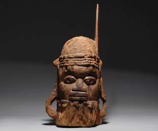 Antique Benin Tribal wooden commemorative head  