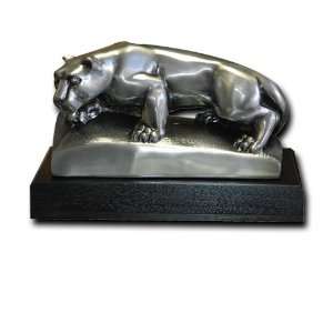  Penn State  Lion Statue  Silver Metal on Wood Base