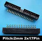 10Pcs 2mm 2x17 Pin 34 Pin Right Angle Male Shrouded PCB Header 