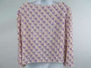 BADGLEY MISCHKA Silk Sequin 3/4 Sleeve Shirt Top Sz 14  