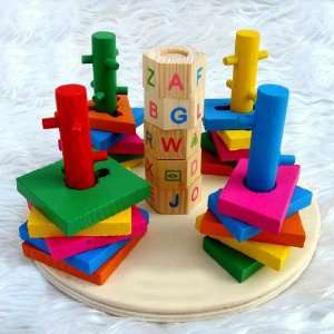   ABC Wooden Blocks, Children Building Block Set, Education Appliance