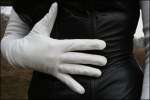 Long kidskin leather white gloves size 10 (27)  