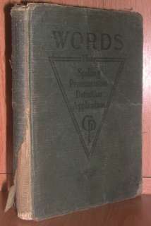 WORDS, SoRelle, Kitt, 1911 Antique School Book HC  