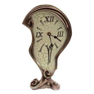  10.50 inch Warped Clock Polished Bronze Cracked Eggshell 