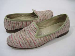 STUBBS & WOOTTON Green Pink Knit Print Slippers Shoes 7  