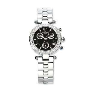    Ladies Lucien Piccard Diamond Black Dial Chronograph Watch Jewelry