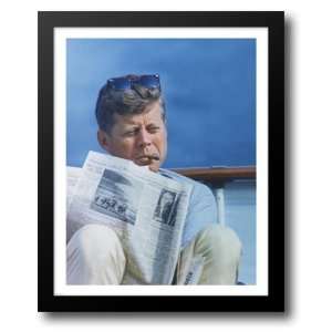  President Kennedy Reading the New York Times 12x14 Framed 