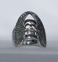 Biker Ring Skull With Touching Wings Iron Alloy Size 12 New Free USA 