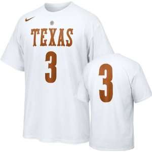  Texas Longhorns Nike White #3 Basketball Jersey T Shirt 