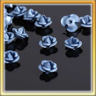 20PCS Light Blue Rose Flower 3D Stainless Steel Nail Art Decal DIY 