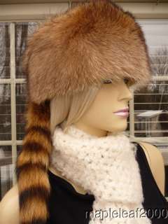 TANUKI RACCOON Fur Hat w/TAIL FOR MEN & WOMEN *NEW*  