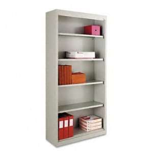  Steel Bookcase, 5 Shelves, 34 1/2w x 13d x 72h, Light Gray 
