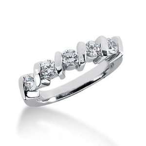 18K Gold Diamond Anniversary Wedding Ring 5 Round Brilliant Diamonds 0 