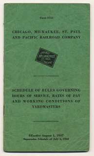 1947 Chicago, Milwaukee, St. Paul and Pacific Railroad SCHEDULE RULES 