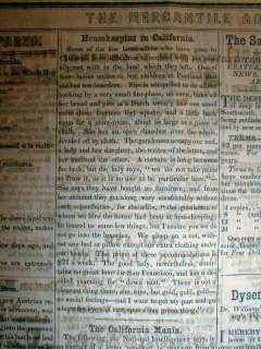 1849 newspaper CALIFORNIA GOLD RUSH w headline THE CALIFORNIA MANIA 